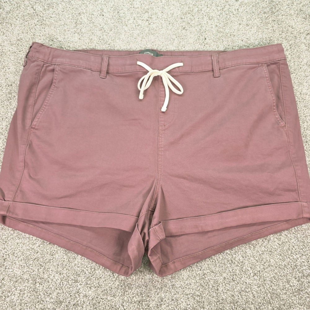 Torrid Women 4 (26) Pink Drawstring Cuffed Chino Shorts Dusty Rose Plus Size 4x